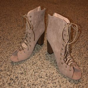 J Adams lace up open toed bootie